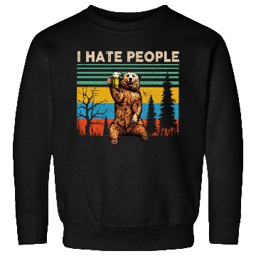 Discover I Hate People Bear Drinking Beer Vintage Sweatshirts