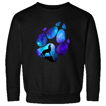 Discover Wolf Paw Galaxy Wild Lone Wolves Double Exposure Sweatshirts
