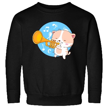 Discover Cute cat loves to play trumpet Sweatshirts
