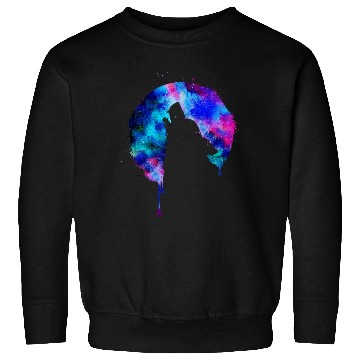 Discover Howling wolf full moon wolves galaxy stars sky Sweatshirts