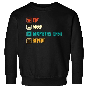 Discover Eat sleep geometry dash repeat retro Jumper Repeat Sweatshirts