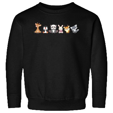 Discover Kawaii Animals Giraffe Penguin Panda Bunny Deer Fo Sweatshirts