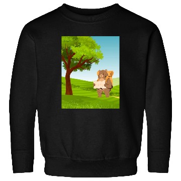 Discover Hiking Bear with Map Under a Tree Sweatshirts