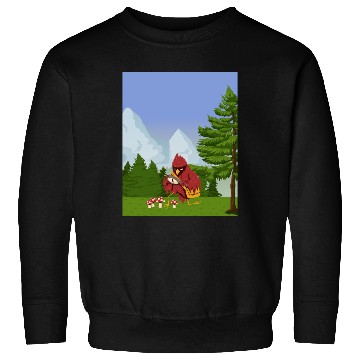 Discover Cardinal Bird Foraging Collecting Mushrooms Sweatshirts