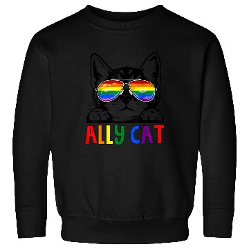 Discover Ally Cat LGBT Gay Rainbow Pride Flag Sweatshirts