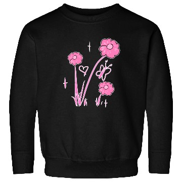 Discover flowers pink butterfly nature heart Sweatshirts