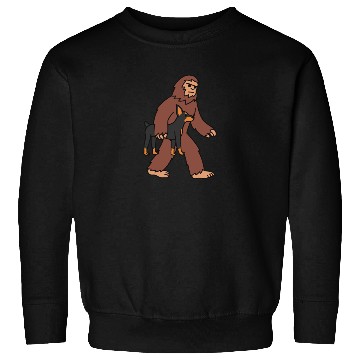 Discover Bigfoot Sasquatch Carrying Doberman Sweatshirts