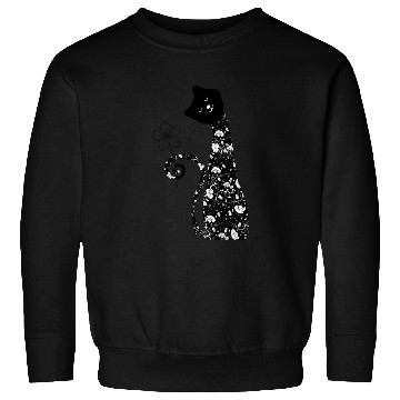 Discover Black cat with flower Sweatshirts