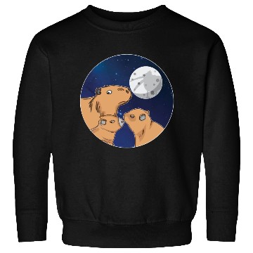 Discover Three Capybara Moon Funny Pelican Capybara Wolf me Sweatshirts