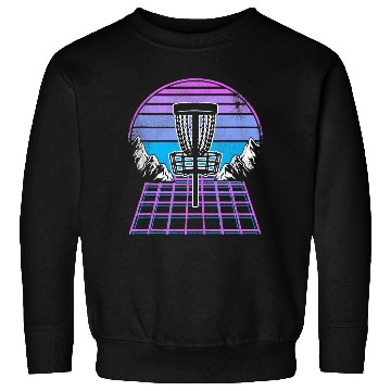 Discover Disc Golf Basket 90s Synthwave Sunset Retrowave Sweatshirts