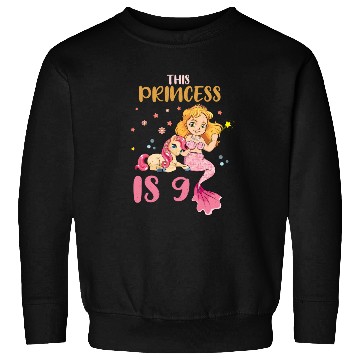Discover Birth Born Age 9 Years Old Pretty Mermaid Unicorn Sweatshirts