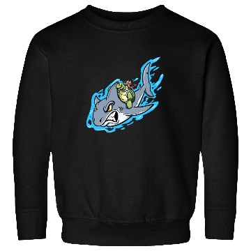 Discover Shark Swims With Turtle And Crab Sweatshirts