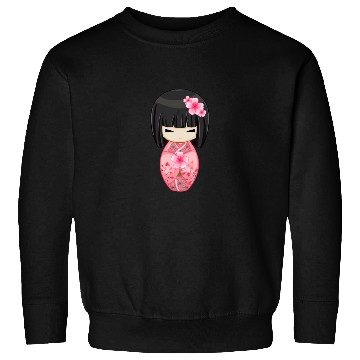 Discover Cherry Blossom Geisha Japanese Kokeshi Doll Sweatshirts