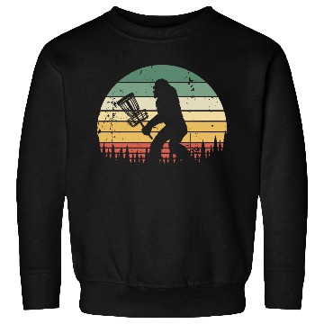 Discover Funny Bigfoot Disc Golf Trees Vintage Sunset Sweatshirts