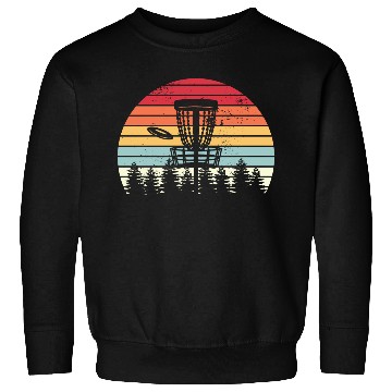 Discover Disc Golf Retro Distressed Trees Sunset Sweatshirts