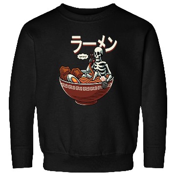 Discover skeleton relaxing bowl ramen Sweatshirts