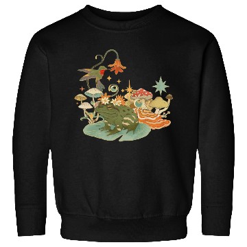 Discover Cottagecore with frog, mushrooms and hummingbird Sweatshirts