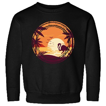 Discover Flamingo Retro Sunset , Beach, Palm Trees Sweatshirts