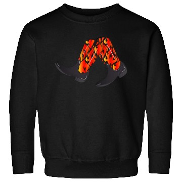Discover extravagant western boots with flame pattern Sweatshirts