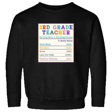 Discover 3rd Grade Teacher Nutrition Facts Sweatshirts