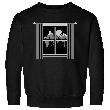 Discover moon mountains view window Sweatshirts