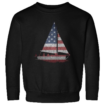 Discover Distressed Stars Stripes Sailboat Sailing Adventur Sweatshirts