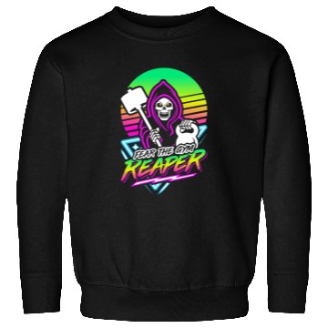 Discover Fear The Gym Reaper Fitness Retro Neon Synthwave Sweatshirts