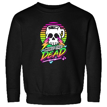 Discover Wake The Dead (Skull Mug) Retro Neon Synthwave 80s Sweatshirts