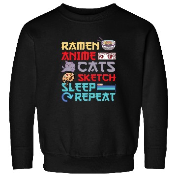 Discover Ramen Anime Cats Sketch Sleep Sweatshirts