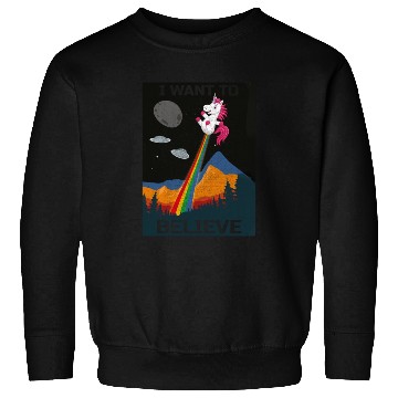 Discover Unicorn "I Want To Believe" UAP Outfit Alien Ufo Sweatshirts
