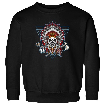 Discover Native American Chief Skull Axe Sweatshirts