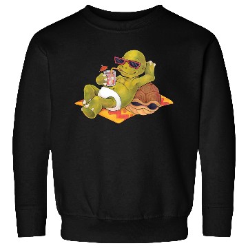 Discover Summer turtle naked on the beach with cocktail Sweatshirts