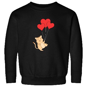 Discover Funny Valentines Day Cat Lover Heart Ballons Kitty Sweatshirts