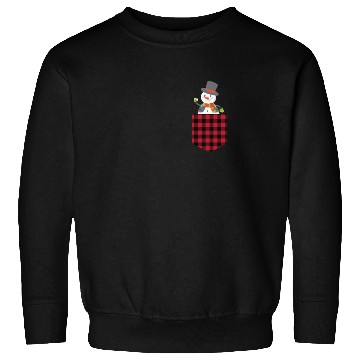 Discover Christmas Cute Snowman In Buffalo Plaid Pocket Sweatshirts
