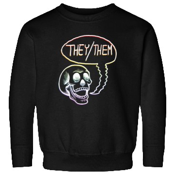 Discover LGBTQ+ Rainbow Pride They Them Pronouns Skull Sweatshirts
