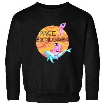 Discover Space Explorer Two Astronauts and A Blue Whale Sweatshirts