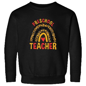Discover Back To School Leopard Preschool Teacher Rainbow Sweatshirts
