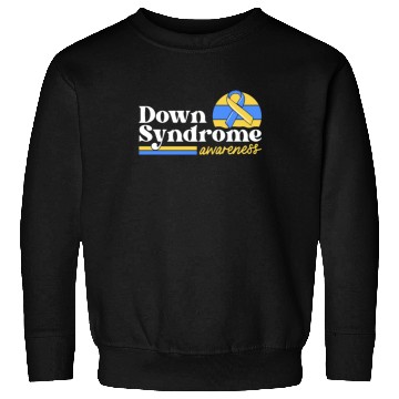 Discover Down Syndrome Awareness Retro Sunset Yellow Blue Sweatshirts