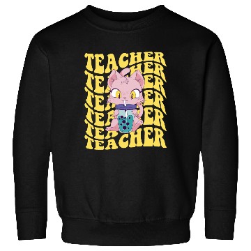 Discover Boba Tea Teacher Retro Groovy Back To School Sweatshirts