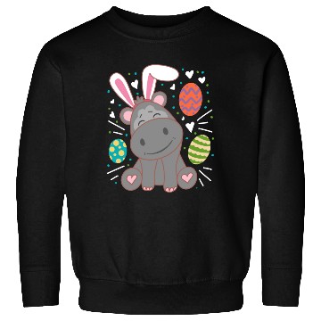 Discover Hippo Wearing Rabbit Bunny Ears Funny Easter Sweatshirts