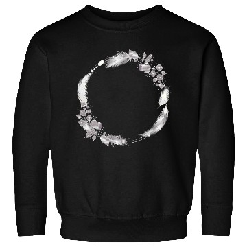 Discover delicate frame of silver colored feathers & leaves Sweatshirts