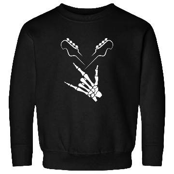 Discover Rocker Skeleton Hand Rock On Rock Star Guitar Sweatshirts