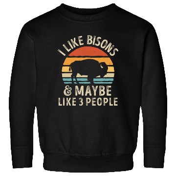 Discover I Like Bisons and Maybe 3 People Retro Sunset Vint Sweatshirts