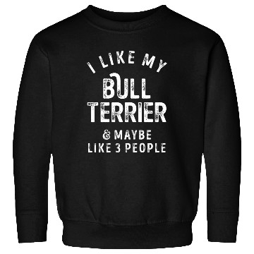 Discover I Like My Bull Terrier and Maybe 3 People Distress Sweatshirts