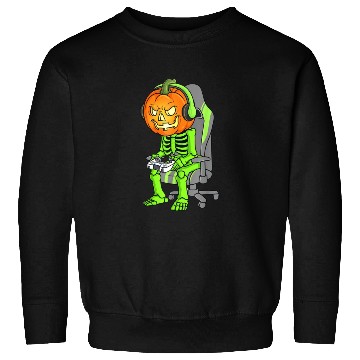 Discover Gaming Halloween Skeleton Jack O Lantern Gamer Boy Sweatshirts