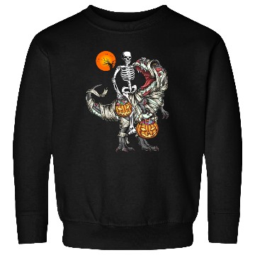 Discover Skeleton Riding Mummy Dinosaur Halloween Gifts Sweatshirts