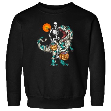 Discover Halloween Skeleton Riding Mummy Dinosaur Pumpkin Sweatshirts