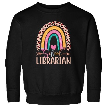 Discover School Librarian Rainbow Leopard Print Librarian Sweatshirts