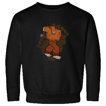 Discover Bigfoot Axe Throwing Sasquatch Throwing Axe Sweatshirts