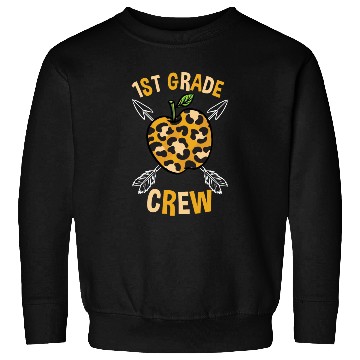 Discover 1st Grade Back To School Crew Leopard Print Sweatshirts